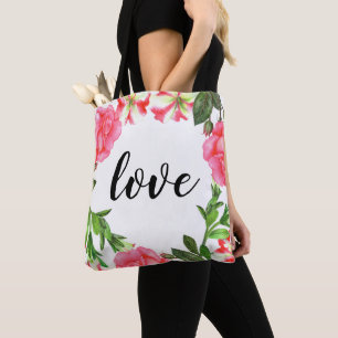 Aquarellfarbene rosa Blume Zirkelkranz Tasche