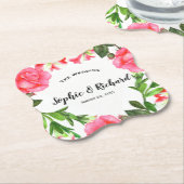 Aquarellfarbene rosa Blume Zirkelkranz Untersetzer (angewinkelt)