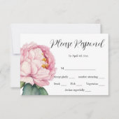 Aquarellfarbene Rosa Blüten Rosa Pfannkuchen Rose RSVP Karte (Vorderseite)