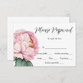 Aquarellfarbene Rosa Blüten Rosa Pfannkuchen Rose RSVP Karte (Vorne/Hinten)