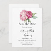 Aquarellfarbene Rosa Blüten Rose Save the Date (Vorne/Hinten)