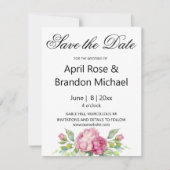 Aquarellfarbene Rosa Blüten Rose SAVE THE DATE (Vorderseite)