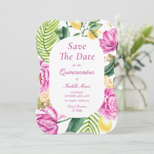 Aquarellfarbene Rosa Blütenstände Save The Date (Stehend Vorderseite)