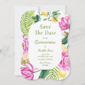Aquarellfarbene Rosa Blütenstände Save The Date (Vorderseite)