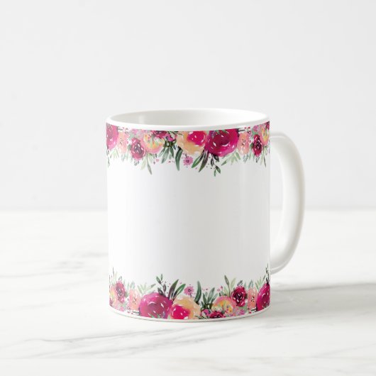 Aquarellfarbene Rosa Braut Kaffeetasse (VorderseiteRechts)