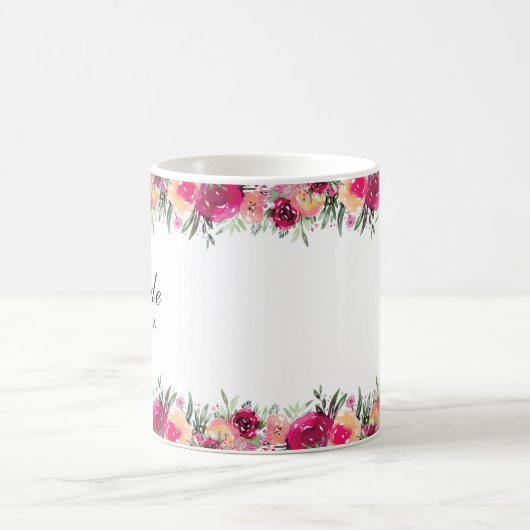 Aquarellfarbene Rosa Braut Kaffeetasse (Mittel)