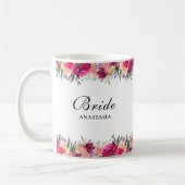 Aquarellfarbene Rosa Braut Kaffeetasse (Links)