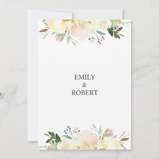 Aquarellfarbene Rosa Creme Elfenbeinhochzeit Einladung (Rückseite)