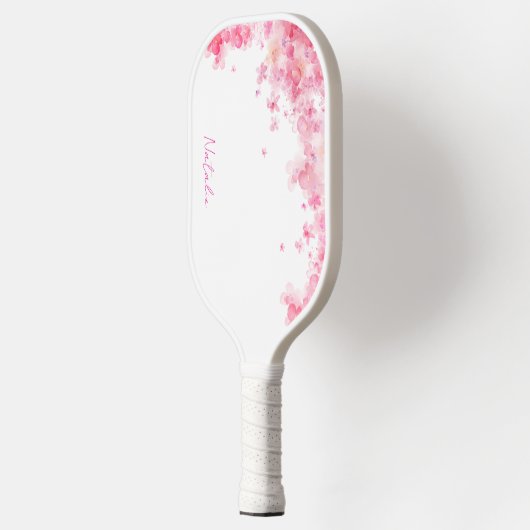 Aquarellfarbene, rosa Farbe Pickleball Schläger (Links)