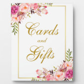 Aquarellfarbene Rosa Goldhockkarten Geschenke Fotoplatte (Vorderseite)