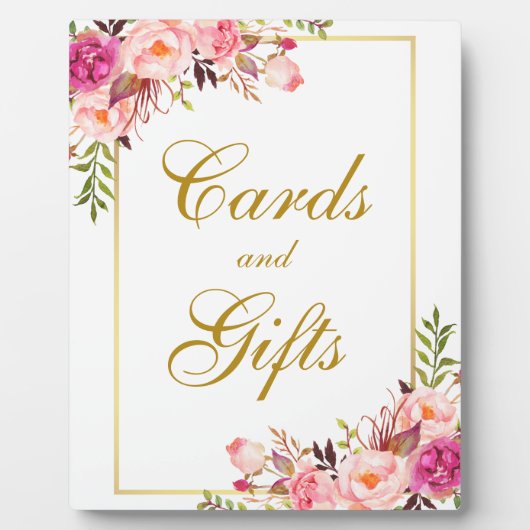 Aquarellfarbene Rosa Goldhockkarten Geschenke Fotoplatte (Vorderseite)