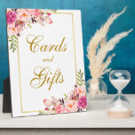 Aquarellfarbene Rosa Goldhockkarten Geschenke Fotoplatte<br><div class="desc">Aquarellfarbene Rosa Goldhühner Giftkarten Tafel Plaque</div>