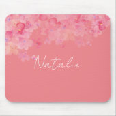 Aquarellfarbene, rosa Korallenbezeichnung Mausknöp Mousepad (Vorne)