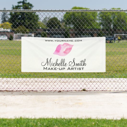 Aquarellfarbene Rosa Lippen Make-up Banner (Insitu)