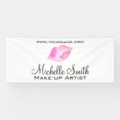 Aquarellfarbene Rosa Lippen Make-up Banner (Horizontal)