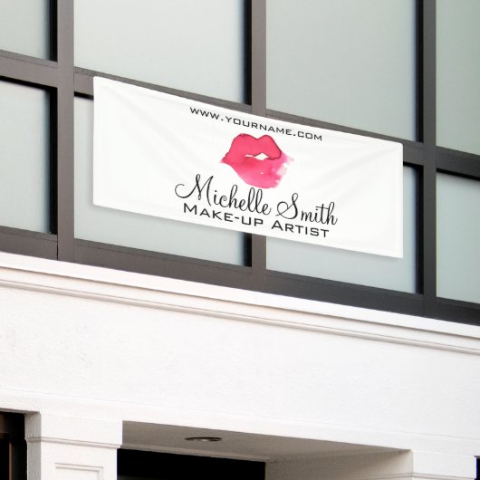 Aquarellfarbene Rosa Lippen Make-up Banner (Äußeres Gebäude)
