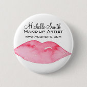 Aquarellfarbene Rosa Lippen Make-up Button (Vorderseite)