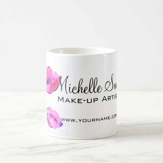 Aquarellfarbene Rosa Lippen Make-up Kaffeetasse (Mittel)