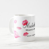 Aquarellfarbene Rosa Lippen Make-up Kaffeetasse (Vorderseite Links)