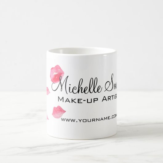 Aquarellfarbene Rosa Lippen Make-up Kaffeetasse (Mittel)