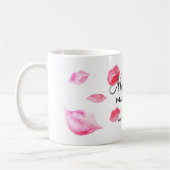 Aquarellfarbene Rosa Lippen Make-up Kaffeetasse (Links)