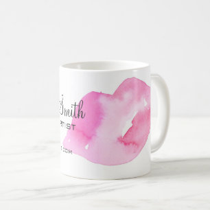 Aquarellfarbene Rosa Lippen Make-up Kaffeetasse