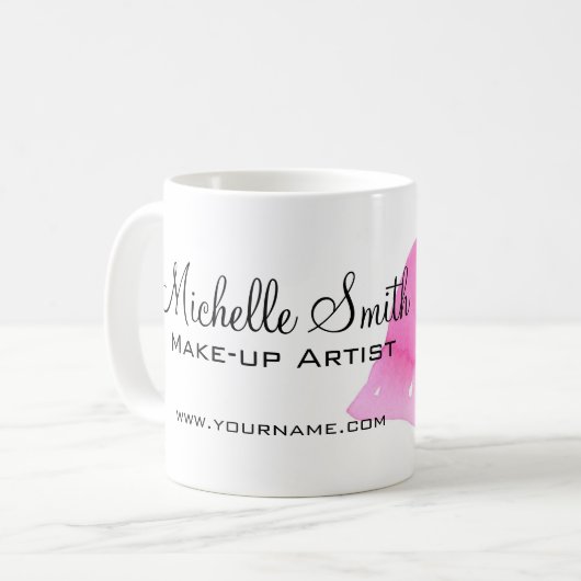 Aquarellfarbene Rosa Lippen Make-up Kaffeetasse (Vorderseite Links)