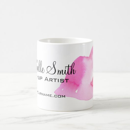 Aquarellfarbene Rosa Lippen Make-up Kaffeetasse (Mittel)