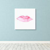 Aquarellfarbene Rosa Lippen Make-up Leinwanddruck (Insitu (Holzboden))
