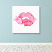 Aquarellfarbene Rosa Lippen Make-up Leinwanddruck (Insitu (Holzboden))
