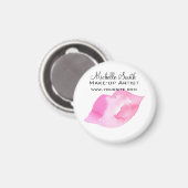 Aquarellfarbene Rosa Lippen Make-up Magnet (Vorderseite/Rückseite)