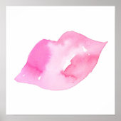 Aquarellfarbene Rosa Lippen Make-up Poster (Vorne)