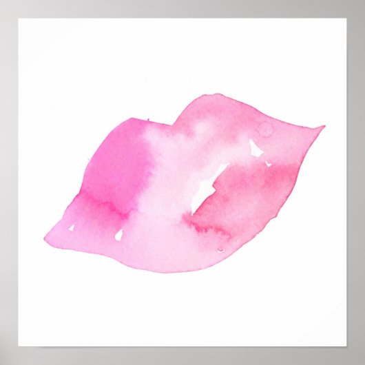 Aquarellfarbene Rosa Lippen Make-up Poster (Vorne)