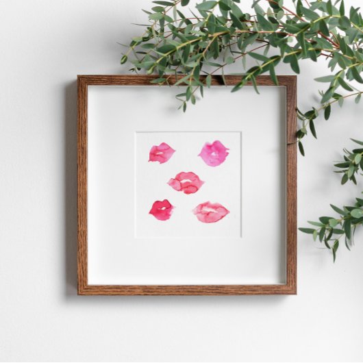 Aquarellfarbene Rosa Lippen Make-up Poster