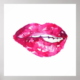 Aquarellfarbene Rosa Lippen Make-up-Poster Poster