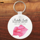 Aquarellfarbene Rosa Lippen Make-up Schlüsselanhänger (Vorderseite)