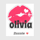 Aquarellfarbene rosa Lippen mit Aufkleber für Herz (Blatt)