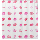 Aquarellfarbene Rosa Lippen. Muster Chic, trendige Duschvorhang (Vorderseite)