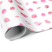 Aquarellfarbene Rosa Lippen. Muster Chic, trendige Geschenkpapier (Rolleneckpunkt)