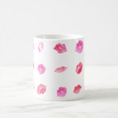 Aquarellfarbene Rosa Lippen. Muster Chic, trendige Kaffeetasse (Mittel)