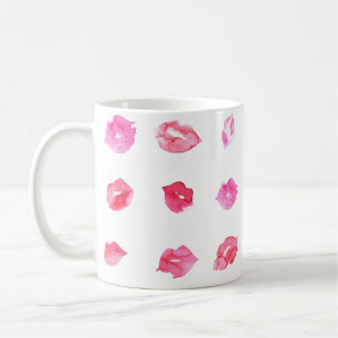 Aquarellfarbene Rosa Lippen. Muster Chic, trendige Kaffeetasse