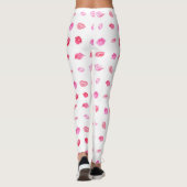 Aquarellfarbene Rosa Lippen. Muster Chic, trendige Leggings (Rückseite)