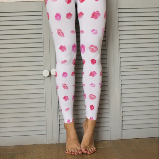 Aquarellfarbene Rosa Lippen. Muster Chic, trendige Leggings