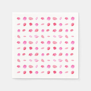 Aquarellfarbene Rosa Lippen. Muster Chic, trendige Serviette