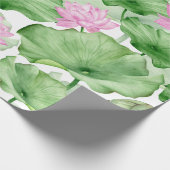 Aquarellfarbene Rosa Lotus-Blume mit großen Blätte Geschenkpapier (Ecke)