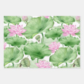 Aquarellfarbene Rosa Lotus-Blume mit großen Blätte Geschenkpapier Set (Vorderseite)