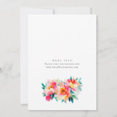 Aquarellfarbene, rosa Orangefarbene Blume Hochzeit Einladung (Rückseite)