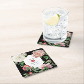 Aquarellfarbene Rosa-Peonies-Blume Hochzeiten Schw Rechteckiger Pappuntersetzer (Vor Ort)