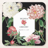 Aquarellfarbene Rosa-Peonies-Blume Hochzeiten Schw Rechteckiger Pappuntersetzer (Vorderseite)