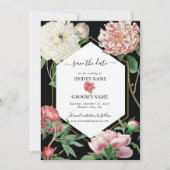 Aquarellfarbene Rosa-Peonies-Blume Hochzeiten Schw Save The Date (Vorderseite)